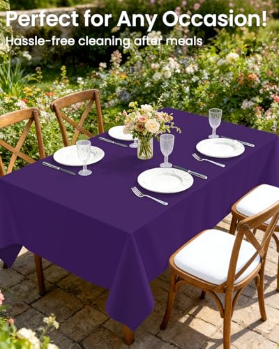 Image of LANLISA 4 Pack Purple Plastic Tablecloth Disposable, 54 x 108 Inch