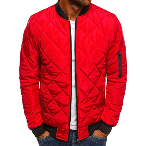 Image of Mens Flight Bomber Jacket Diamond Quilted Varsity Jackets Winter Warm Padded Coats Outwear