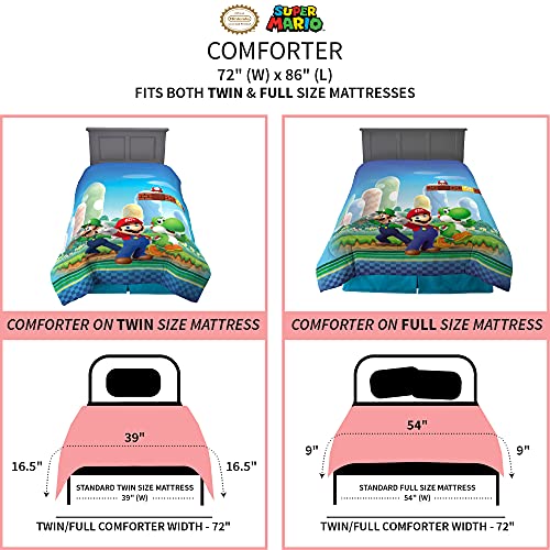 Image of Franco Kids Bedding Super Soft Microfiber Reversible Comforter, Twin /Full, Mario