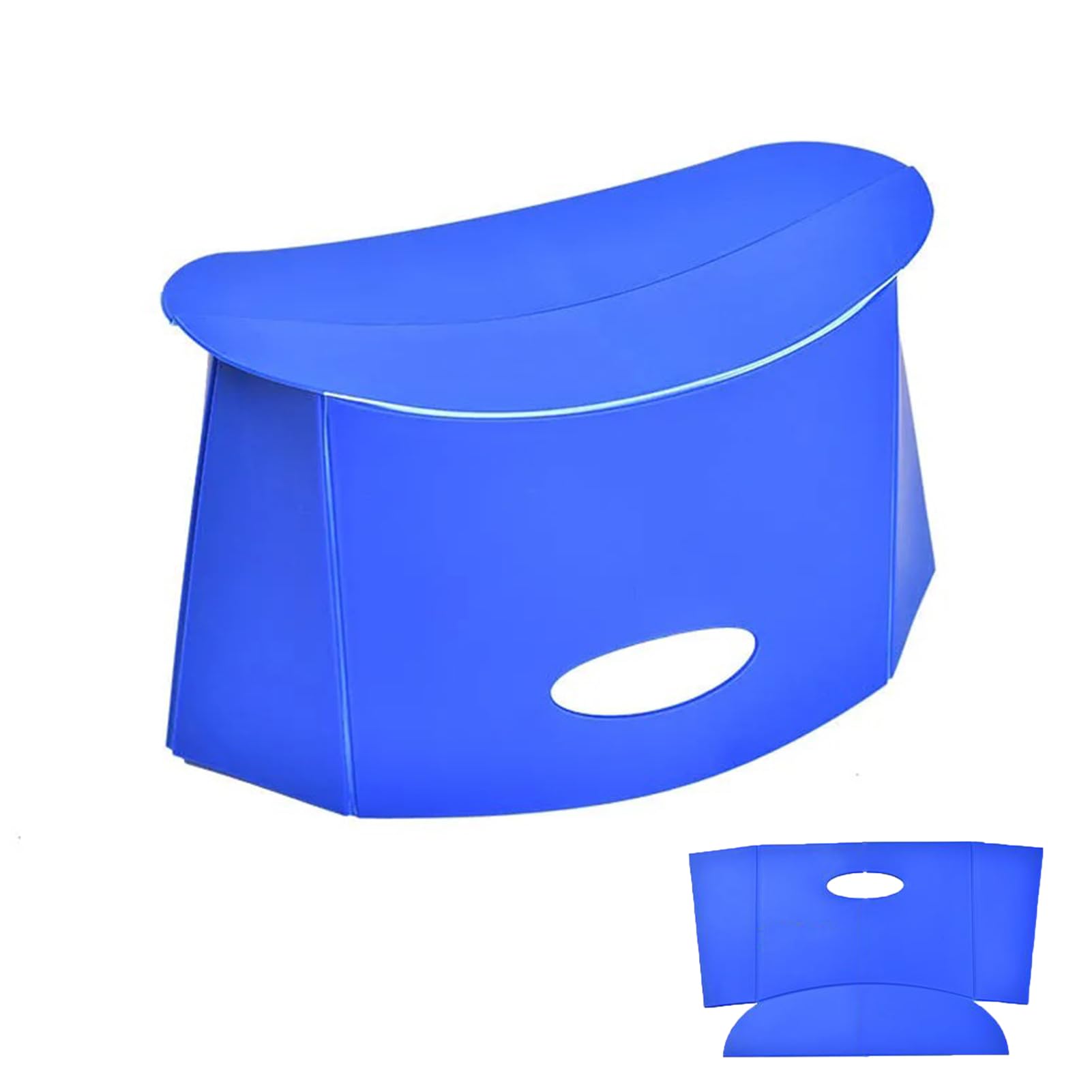 koofull Ultralight Foldable Portable Stool Chair, Lightweight Collapsable Folding Potty Stool for Traveling, Mini Foot Step Stool for Airplane Flight (Deep Blue)