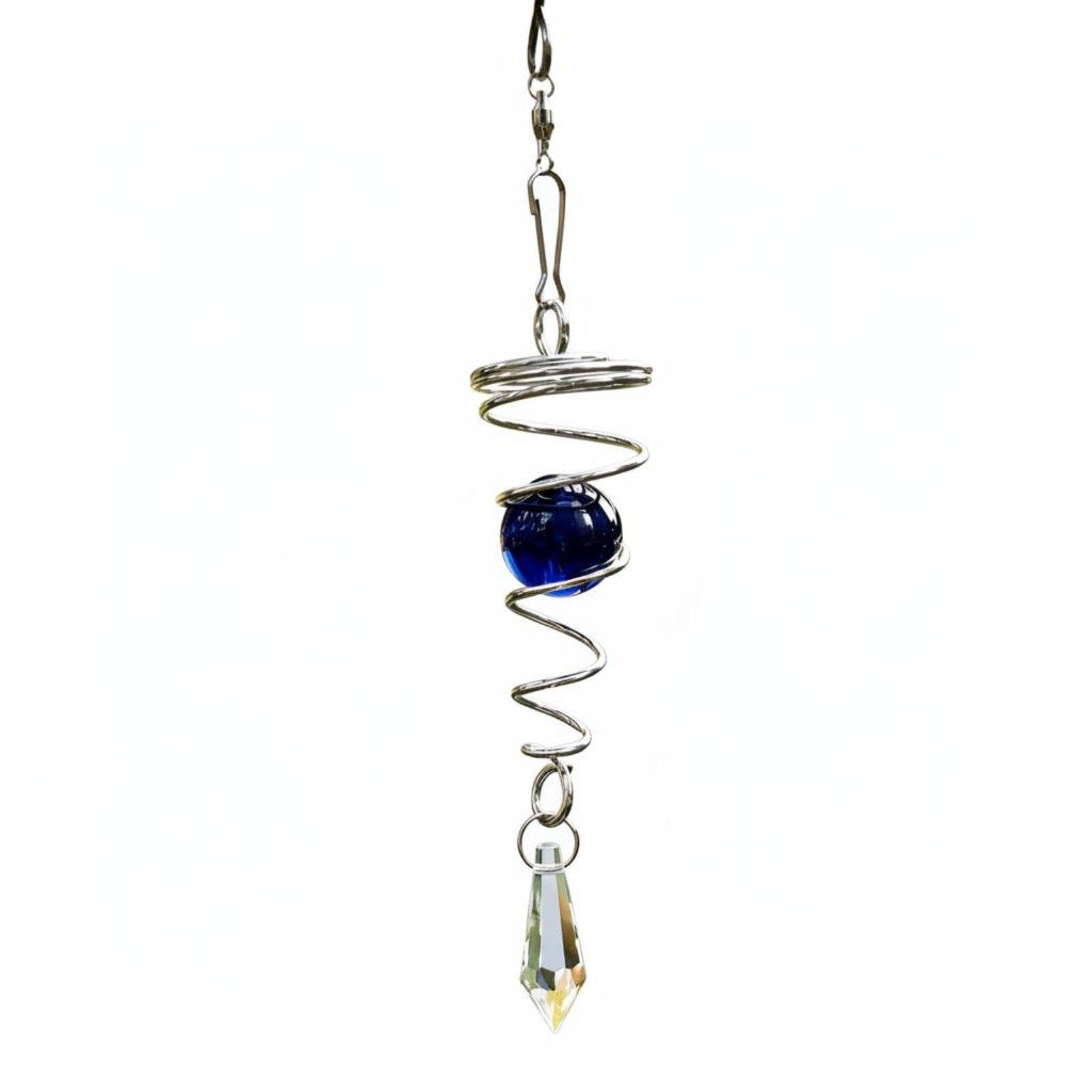 Spiral Crystal Wind Wind Twirler Stainless Steel Crystal Twirler Reflective Outdoor Decor for Garden, Patio Royal Blue-image-34