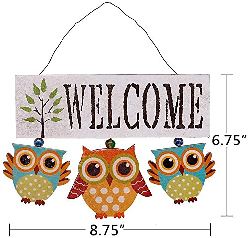 Primitive Country Wood White Welcome Owl Sign/Wall Art