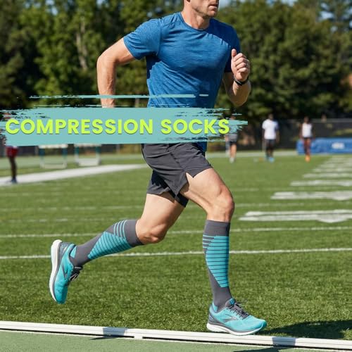 Image of 7 Pack Copper Knee High Compression Socks For Men & Women - Best For Running,Athletic,Medical,Pregnancy and Travel -15-20mmHg