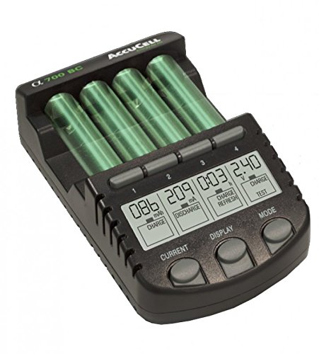 alpha700 – Cargador rápido con pantalla LCD, incluye 4 pilas Sanyo HR-4UTG