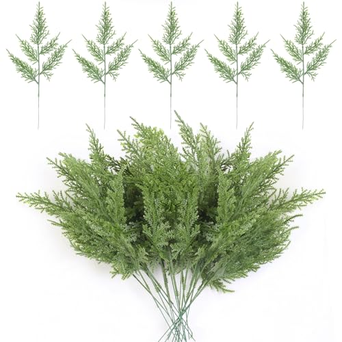 STEEIRO 60 Stück Künstliche Tannenzweige wie Echt, 32cm Deko Zweige...
