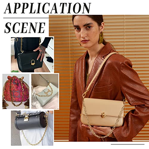 PandaHall Metal Handbag Chain Straps 22.2 Inch Purse Clutches Handles Golden Chunky Metal Chains Flat Chain Strap with Alloy Swivel Clasps for Clutch Handbag Crossbody Bag Replacement - Image 3