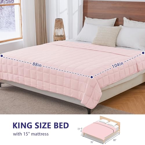 Image of yescool Weighted Blanket for Adults (30 lbs, 88 inch x 104 inch, Pink) Cooling Heavy Blanket for Sleeping Perfect for 290-310 lbs, King Size Breathable Blanket with Premium Glass Bead, Machine Washable