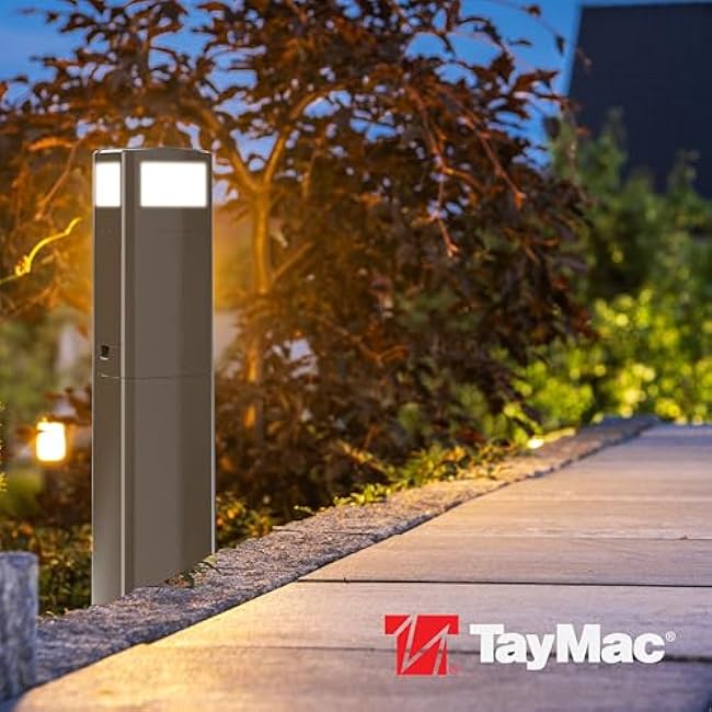TayMac Bronze Area Light Slide Cover PPALZ for ParkPost Outdoor Power Enclosure (Required), 1000-Lumen 2700K Polycarbonate Post Cap Light for Garden Decor, Seamless LED Lighting Accessory