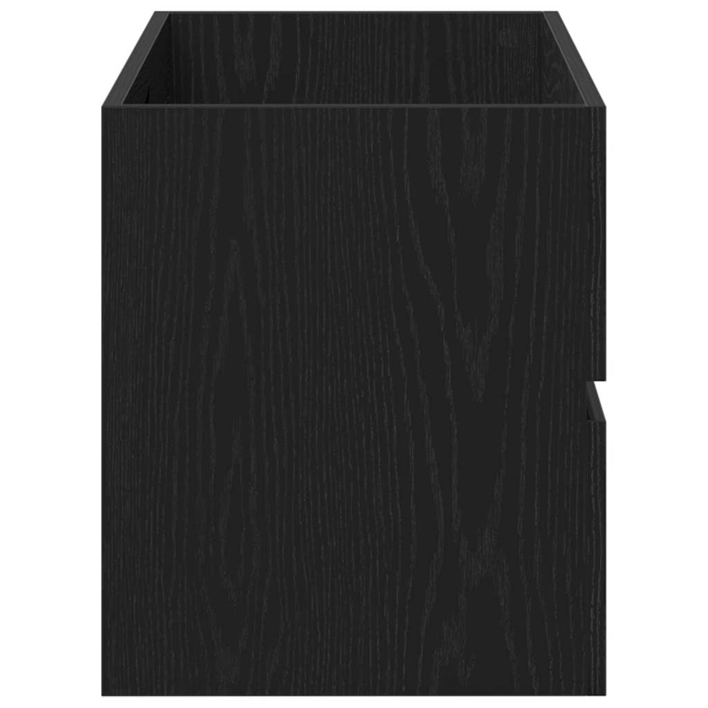 Mobile Sottolavabo Sospeso Rovere Nero 90x38,5x45 cm | Mobiletto sospeso salvaspazio per il bagno, ideale per ottimizzare la superficie a terra con stile moderno.