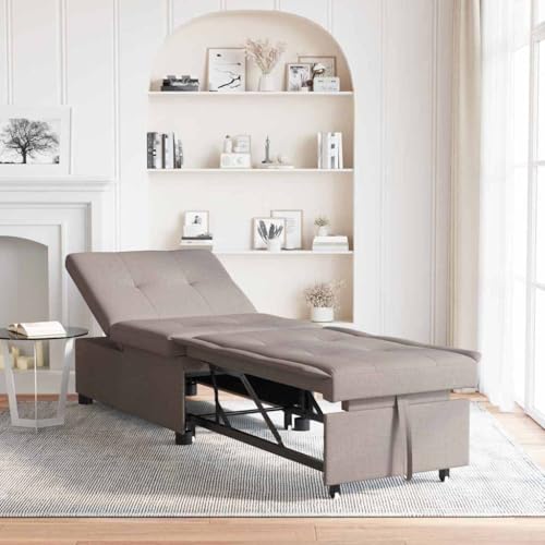 zylophax Sofá cama extensible color topo con funda de tela 194 x 50 x 82 cm, sofá de 1 plaza para salón y habitación de invitados, sofá moderno con respaldo ajustable