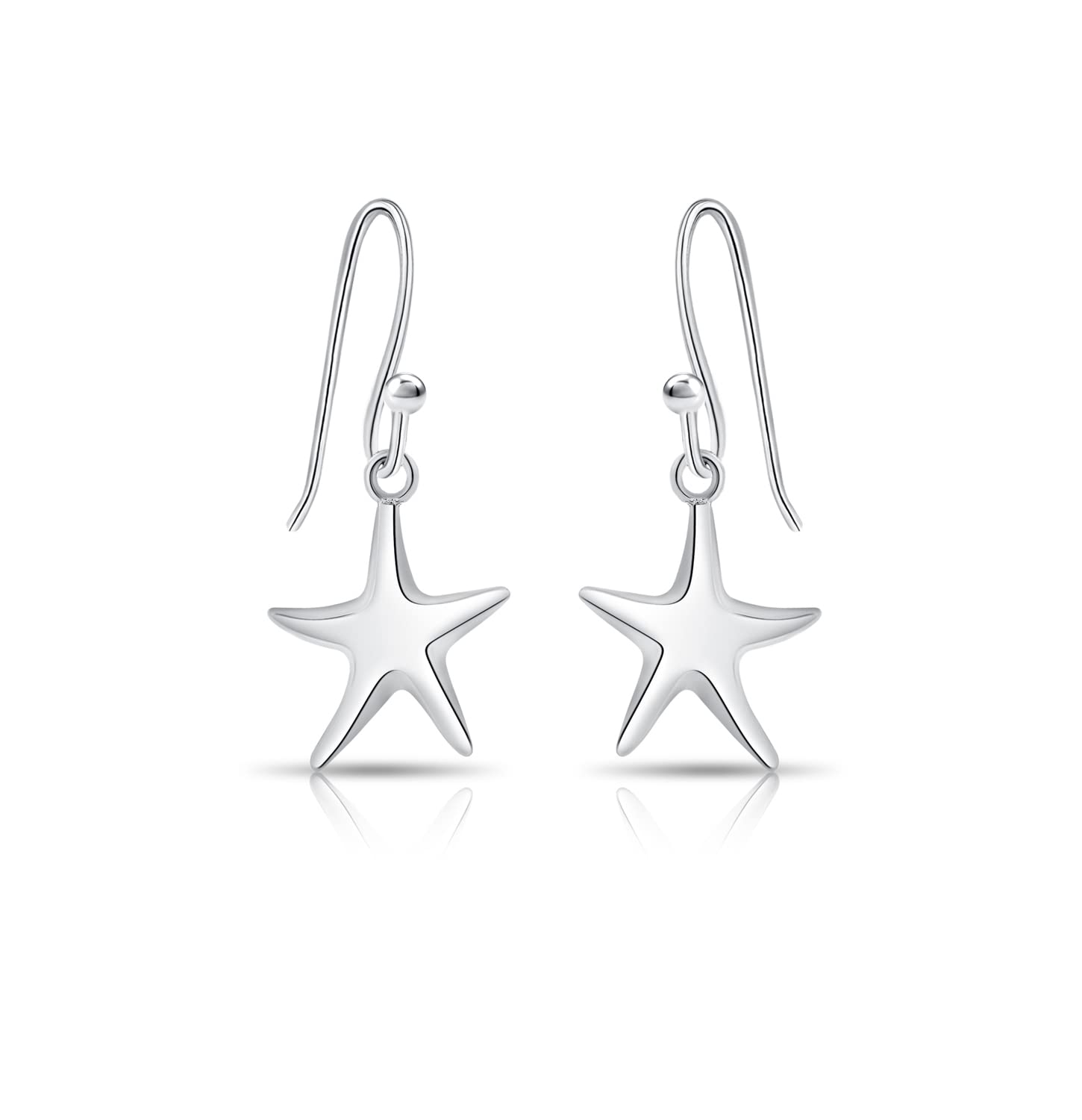 DTPsilver – Pendientes colgantes de estrella de mar de plata de ley 925