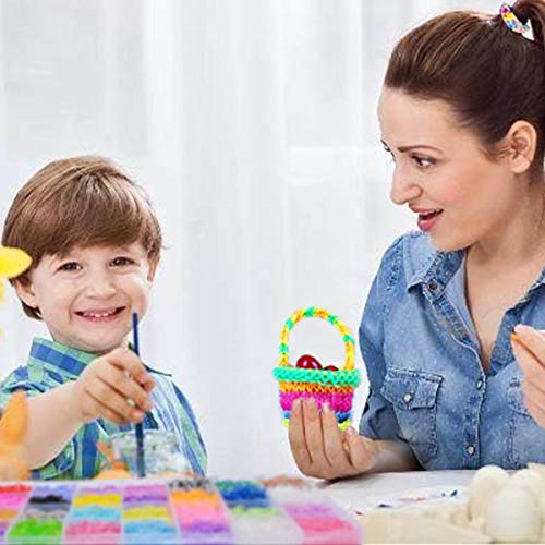 Rainbow Rubber Bands Refill Kit, Loom Rubber Band Bracelet Kit for Kids Girls Boys DIY Kit for Age 6 and Up, 11950+ Loom Bands in 28 Colors, 600 Clips, 200 Beads, 54 Charms, 5 Crochet Hooks, 2 Y Looms - Thumbnail 6