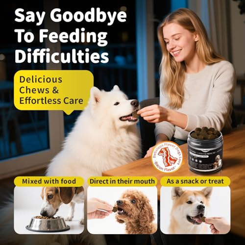 Image of Melatonin for Dogs - Advanced Dog Calming Chews for Restful Sleep & Emotional Support | Calming Treats for Dogs Relaxation, Stress Anxiety Support - Separation, Thunder, Fireworks, Bacon Flavor, 90Ct