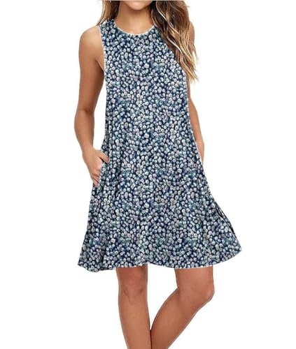 Image of Summer Dresses for Women Casual Sleeveless Swing Sundress with Pockets