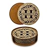 Smile art design family monogram personalized coaster set of 6 with base round burlap material family name personalized print personalized gifts house warming wedding gift rustic kitchen decor style3  urban country home decor