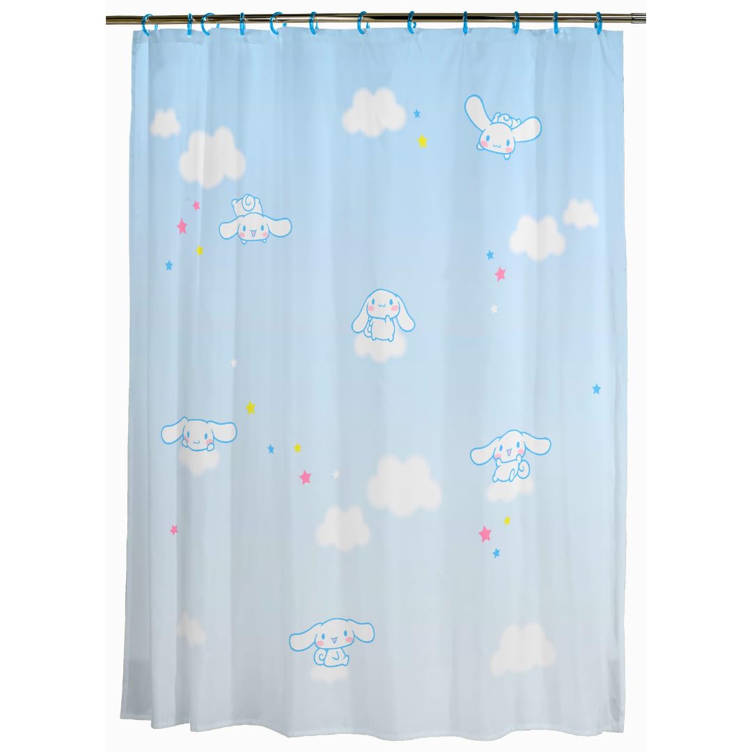 Franco Cinnamoroll 13 Piece Shower Curtain and Ring Set, (100% Officially Licensed Product)