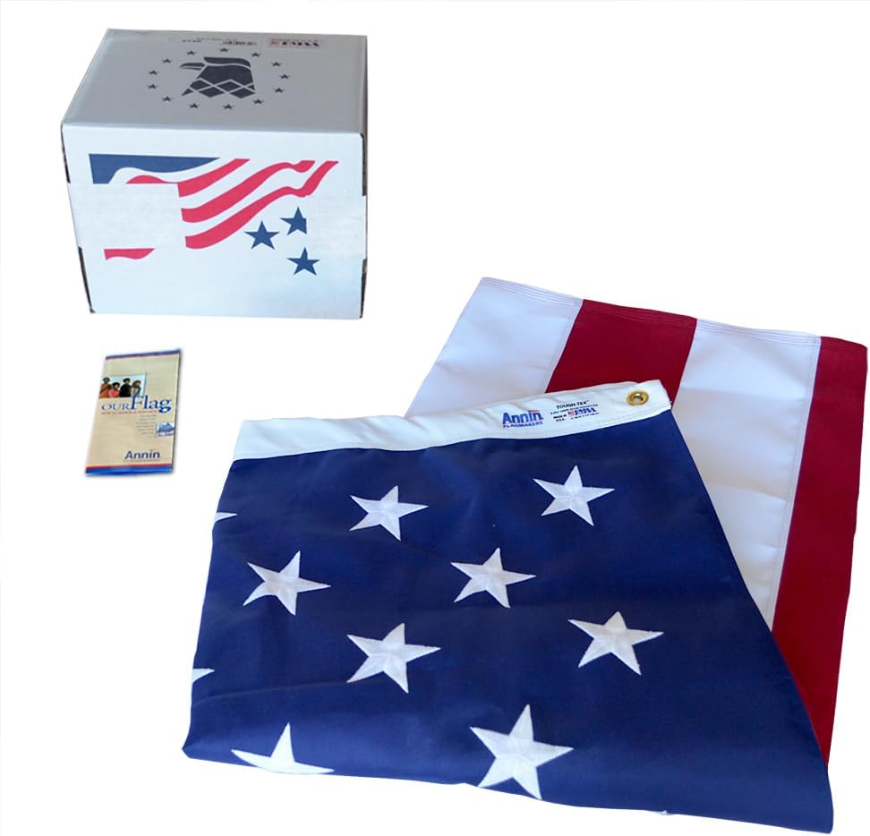 Annin Flagmakers American Flag Tough-Tex Polyester Flag, 6 x 10 Feet (Model 2740) 100% MADE in USA Flagmakers Flag 6x10 ft.