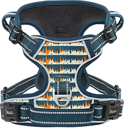 Image of HEELE Dog Harness, No Pull Adjustable Padded Reflective Harness for Small Medium Large Dogs with Handle for Walking Training, Flower-Sunset Valley, S