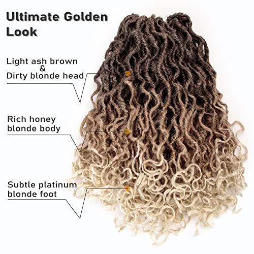6 Packs Goddess Faux Locs Crochet Hair 18Inch Beach Locs Crochet Braids Afro Dreadlocks Ombre Synthetic Braids New Hairstyle (4/27/613, 18") #TOP5