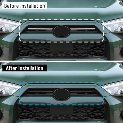 Image of ZZEQYG Grille Insert Cover Trim Compatible with 2024 2023 2022 2021 2020 Toyota 4Runner Accessories ABS Middle Front Center Grille Insert Cover Strips (Bright Black)