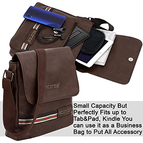 Image of Storite Stylish Small PU Leather Sling Cross Body Travel Office Messenger One Side Shoulder Bag With Adjustable Strap for Men & Women