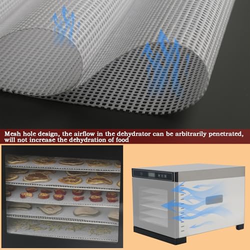 Image of BPA-Free Silicone Dehydrator Tray Liners for Cercker&Fendia, 9.8 inchx9.8 inch 8-Pk | Non-stick Dehydrator Tray Liners Help Stop Dried Food From Sticking, Lift Food Intact, and Cut Cleanup Time - Dishwasher Safe