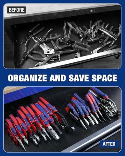 Image of WORKPRO 2-Pack Plier Organizer Rack, 20-Slot Tool Organizer and Storage | Large Capacity Plier Holder, Non-Slip Rubber Base, High-Strength Plastic, Extendable Tool Box Organizer, Pliers Not Included