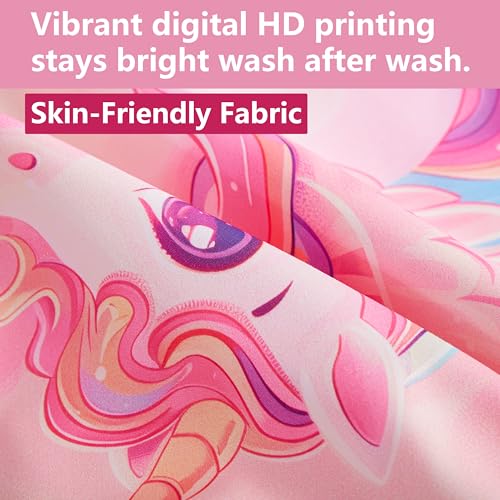 Image of Unicorn Bedding Twin Size for Girls 5 Piece,3D Colorful Pink Purple Unicorn Comforter Set for Girls, Ultra Soft and Fluffy, Rainbow Bed Set with Comforter Sheets Pillowcase & Sham