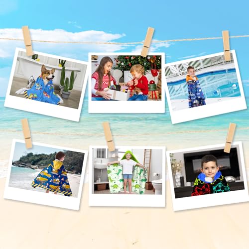 Image of Car Bath Towels Shower Wrap for Boys, Engineering Vehicle Boys Beach Towel with Hoodie for Kids Toddlers Age 4-8, Hooded Poncho Beach Blanket for Pool Swimming Cute Wearable Bath Towel for Child