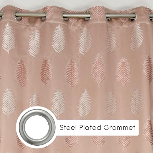 Image of FRESH FROM LOOM Anti-Wrinkle 6ft Curtains | Premium Jacquard Design | Sun Blocking 80% | Ideal for Doors & Large Windows, Luxury Curtain (6ft, Dusty-Rose, 2pc Set)