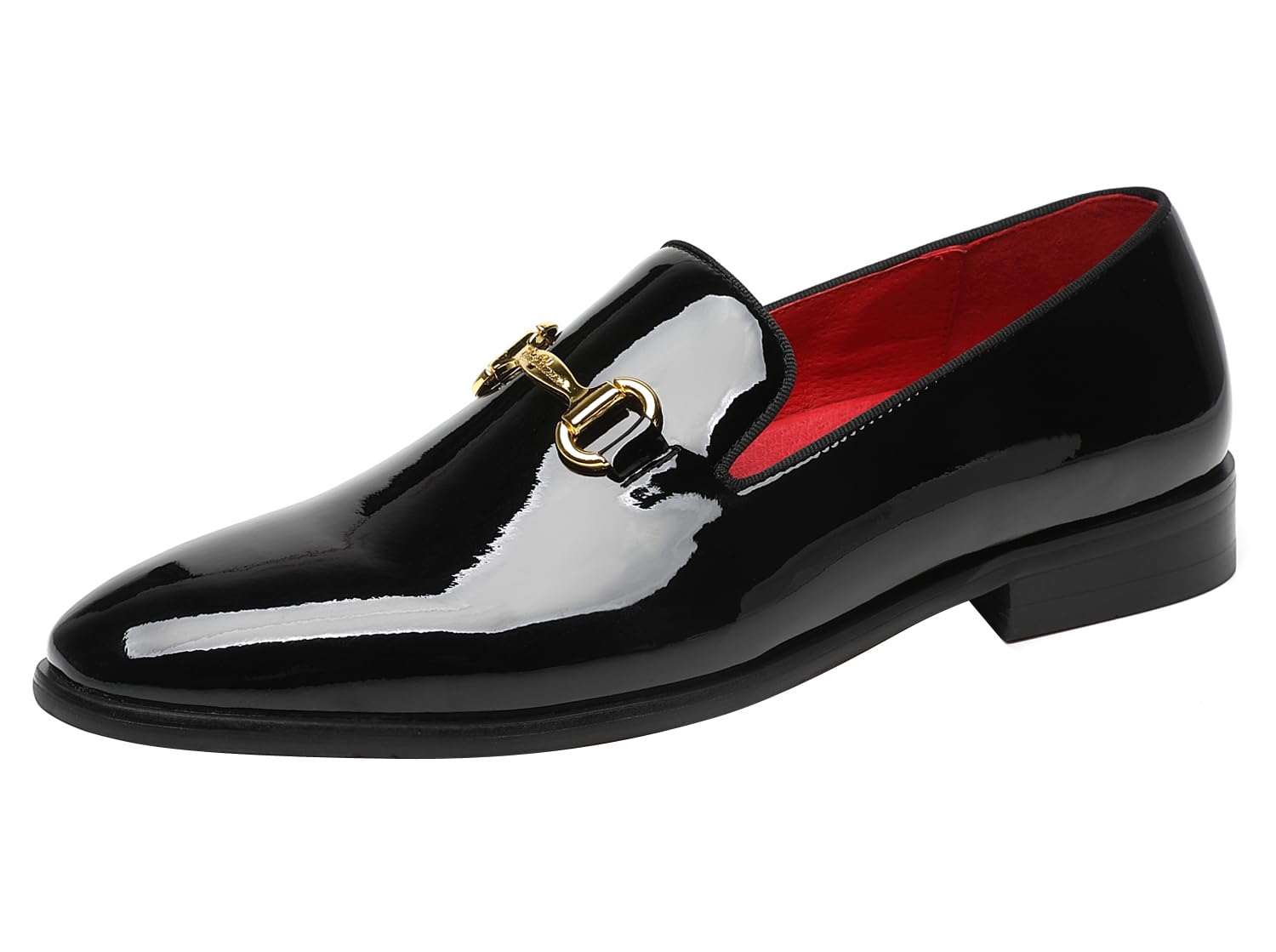 ELANROMAN Men's Patent Leather Loafers Wedding Party Prom Shoes