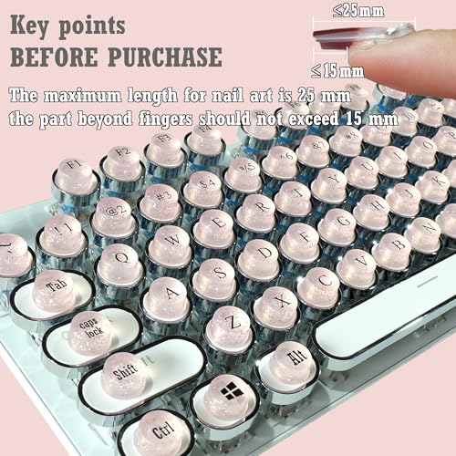 Elevadores para Teclas de Teclado para Uñas Largas, 128 Piezas Rosa miniatura 4