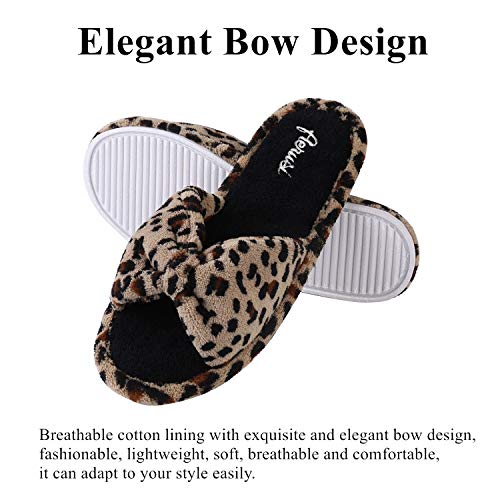 Womens Cozy Open Toe Leopard Spa Slide Slipper Slip on Beautiful Comfort Shoes3