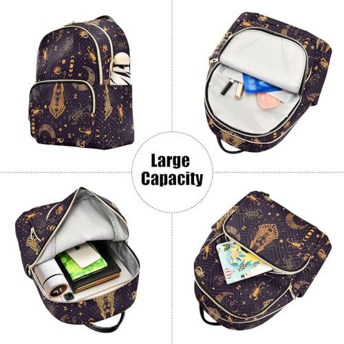 Image of Mini Backpack Egyptian Style Anubis Moon Fashion Backpack Purse for Women,Handbag Shoulder Bag Casual Daypack, Ladies Gift for College Work(S)