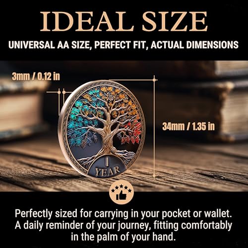 affirmation sobriety coin gift set  tree of life aa chip medallion with token capsule stand amp card  sobriety gifts for anniversary month amp year for men amp women in recovery 1 year