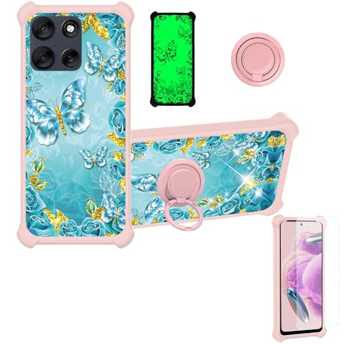 Custodia Comaptibile per Motorola Moto G56 5G Case con 9H HD Vetro Temperato Cover Supporto PC + Silicone JSF-YHD