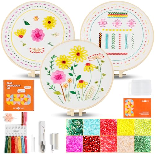 HTVRONT Sparkling Bead Embroidery Kit 3 Sets for Creative Decor
