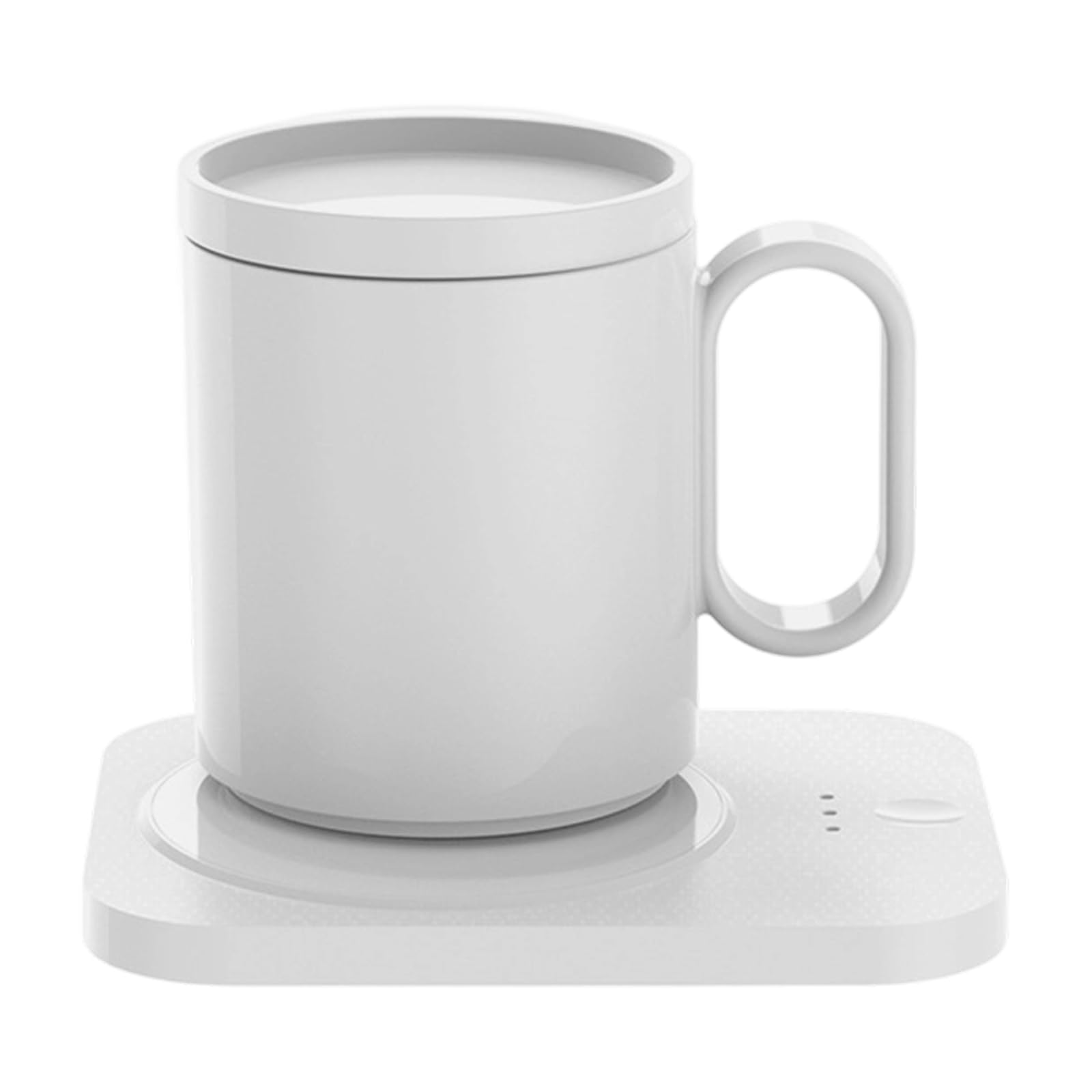 Uqezagpa White Mug Warmer Heating Temperature Coffee Cup Warmer For Desk 3 Temp Settings With Ceramic Cup Electric Beverage Coffee Mug Heater