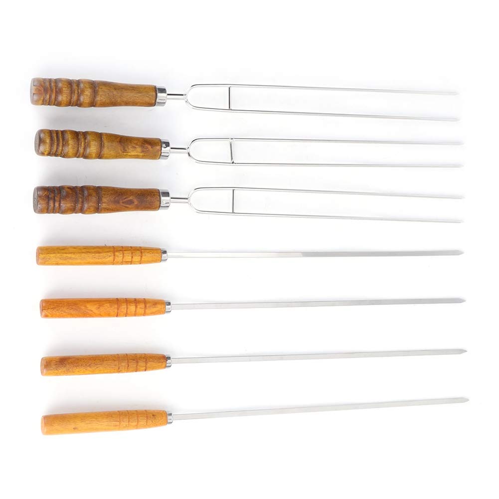 Juego de 7 Tenedores para Barbacoa de Acero Inoxidable, Utensilios para Asar en Forma de U