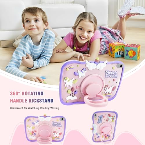 Coque iPad 10e génération rotative 360° en silicone antichoc violet rose