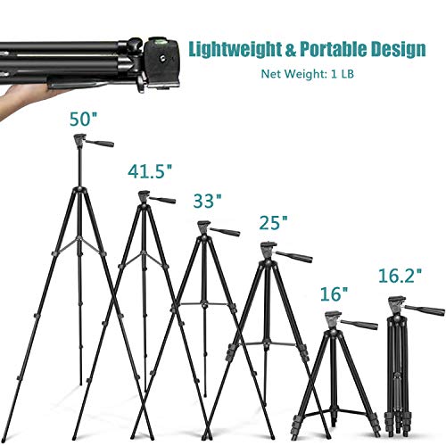 Handy Stativ, ZETONG 127cm Smartphone Stativ mit Fernauslöser and Halterung Dreibeine Stative Fotostativ für iPhone/Galaxy/Huawei Leichtes Kamera Schwarz – Bild 4