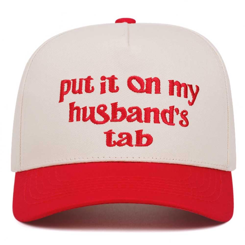 Funny Hat Put It On My Husband's Tab Trucker Hats Vintage Dad Hat Unisex, Red, M-L