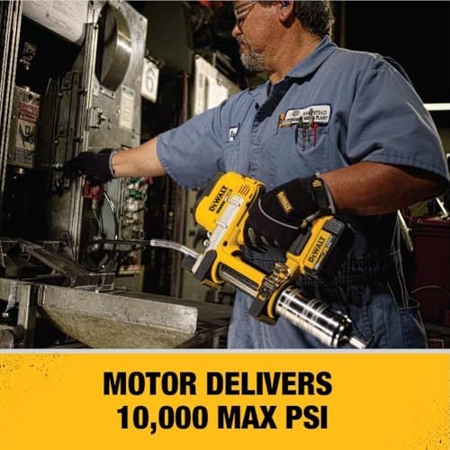 DEWALT Grease Gun Kit 20V MAX with Battery and Charger Cordless Grease Gun, 42” Hose, 10,000 PSI, Variable Speed Triggers (DCGG571M1)