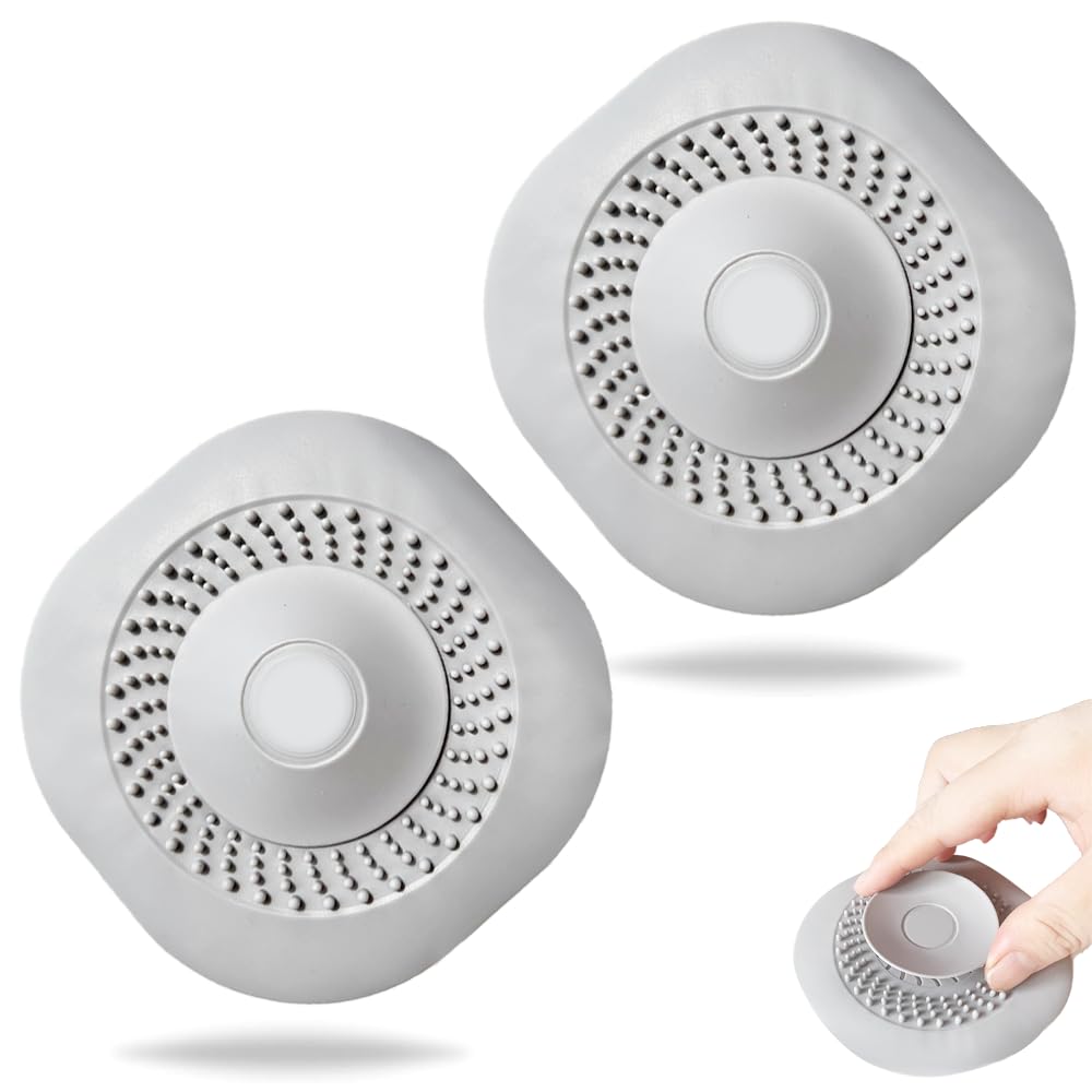 2 Pack Shower Silicone Drain Stopper, Sink Strainer Protector, 10.3 cm Bathtub Sink Stopper, Bathtub Hair Catcher, Universal Drain Plugs, for Kitchen, Bathroom