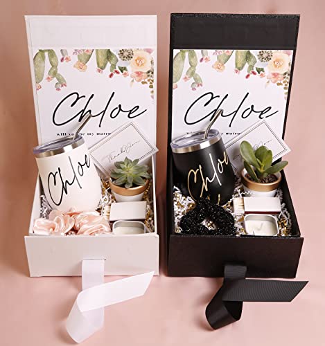 Personalized Bridesmaid Proposal Box, Personalized Bridesmaid Gifts Set, Personalized Maid of Honor Proposal Box Gift Set, Will You Be My Bridesmaid Proposal, Custom Gift Box, Bridesmaid Proposal (White Glitter)