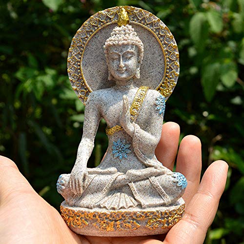 Estatua Buda Thai de Resina y Piedra de 12 cm miniatura 2