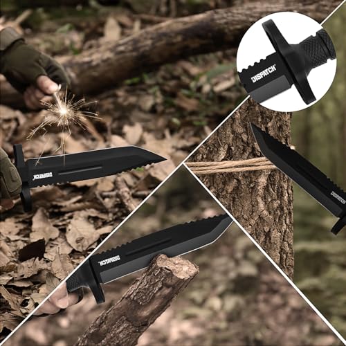 Image of Dispatch Fixed Blade Hunting Knife with Sheath, 12-inch Survival Knives for Men Tactical Bowie Knife with Non-Slip Handle for Bushcraft, Outdoor Camping