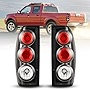ROXX Tail Light Replacement Compatible with 1998 1999 2000 2001 2002 2003 2004 Nissan Frontier Driver & Passenger Side Taillights Cover with HD Lens(Not have bulb) (Black Housing Clear Lens)