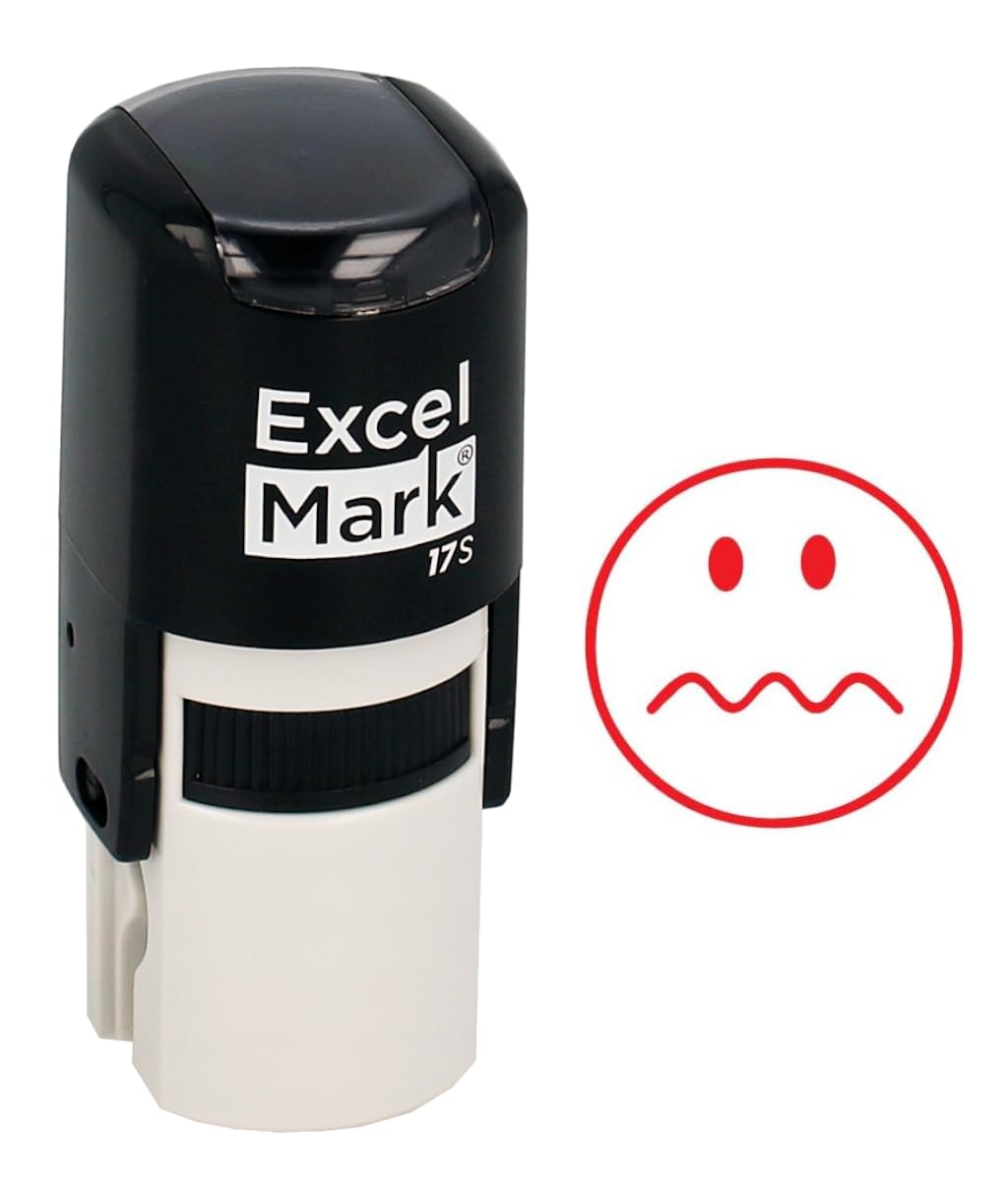 Photo 1 of Round Teacher Stamp - SQUIGGLY LINE FACE - RED Ink