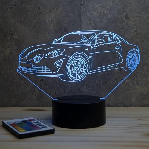 JNB-Maker - Lampe Fan Nouvelle Alpine A110 16 Couleurs NON PERSONNALISÉ, Avec Un Nom Ou Un Message, 3D LED Lampe Disponible en Plusieurs Modèles, Lampe de Chevet à Lumière d’ambiance Parfaite Pour Tout le Monde